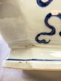 A Chinese blue and white 'Buddhist Lion' tureen and cover, Qianlong