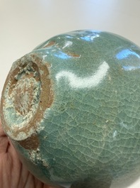 A fine Korean celadon tea bowl with its original stand, Goryeo, 12th C.