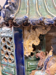 A large and fine Chinese polychrome-glazed Shiwan stoneware group of immortals, 19th C.