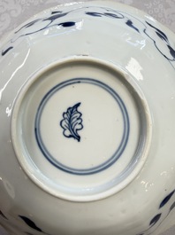 A pair of Chinese blue and white flower-shaped 'Long Eliza' plates, Kangxi