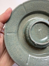 A fine Korean celadon tea bowl with its original stand, Goryeo, 12th C.