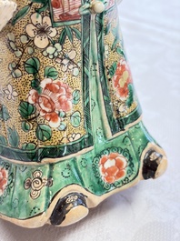 A pair of Chinese verte biscuit 'Piggyback Boys' groups, Kangxi