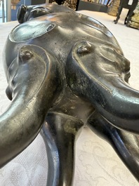 An unusual Chinese zoomorphic 'Mythical Beast' bronze vase, Kangxi