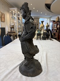 A Chinese bronze model of Weituo, Ming