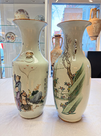 Two Chinese famille rose 'Dai Yu Zang Hua 黛玉葬花' and 'Immortals' vases, signed Lu Xuan 膂軒, one dated 1901, 19/20th C.