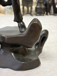 A large Chinese bronze horse-shaped incense burner and cover, 17/18th C.