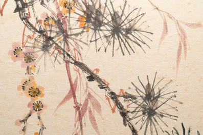 Cai Zixuan 蔡子軒: 'Flowers', ink and colour on paper, dated 1975