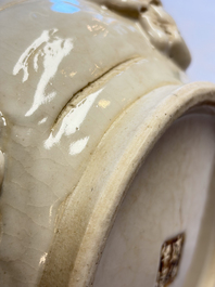 A Chinese Nanking white-glazed 'hu' vase with figural relief design, 19th C.