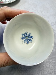 A Chinese famille rose cup and saucer with floral design, Yongzheng