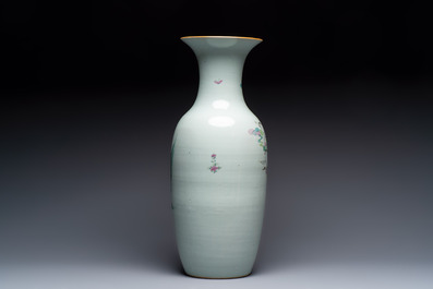 A Chinese famille rose vase, a covered jar and a jardiniere with stand, 19/20th C.