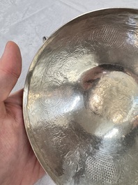 A fine Vietnamese silver saucer and handled bowl, Lei 雷 mark, 19th C.