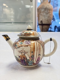 A Chinese Canton famille rose 'Mandarin Subject' teapot, Qianlong