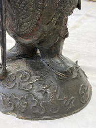 A Chinese bronze model of Weituo, Ming