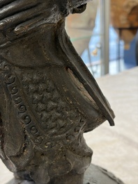 A Chinese bronze model of Weituo, Ming