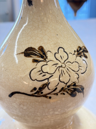 A pair of Chinese Cizhou double gourd vases, Ming