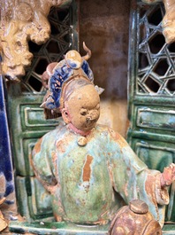 A large and fine Chinese polychrome-glazed Shiwan stoneware group of immortals, 19th C.
