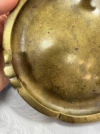A fine Chinese bronze tripod censer and stand, Xuande mark, 17/18th C.