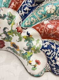 A Chinese Canton enamel shell-shaped basin with floral design, Yongzheng/Qianlong