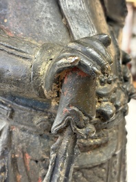 A Chinese bronze model of Weituo, Ming