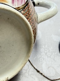 A Chinese Canton famille rose 'Mandarin Subject' teapot, Qianlong