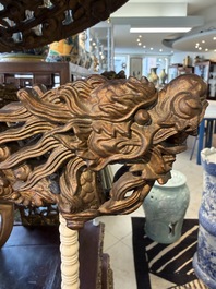 An exceptional Vietnamese gilt-lacquered wood and ivory 'Dragon and Phoenix' throne-shaped altar, 18/19th C.