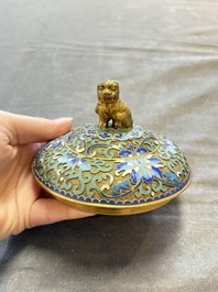 Two Chinese cloisonn&eacute; covered jars, a vase and two brush washers, 19/20th C.