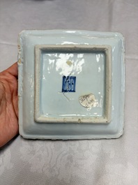 A set of five Chinese wucai Ko-Sometsuke square 'Crane' dishes for the Japanese market, with a tomobako, Tianqi