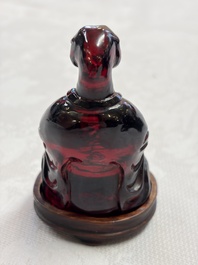 A rare complete set of 12 Chinese cherry amber 'Zodiac' figures on wooden stands, Qianlong mark, Republic