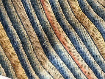 A Chinese silk blue-ground summer gauze 'Dragons' robe, 19th C.