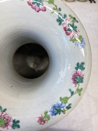 A Chinese Canton famille rose vase with narrative design, 19th C.