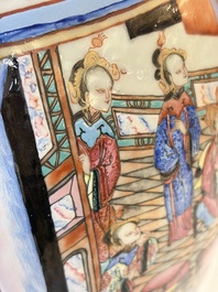 A Chinese Canton famille rose vase with narrative design, 19th C.