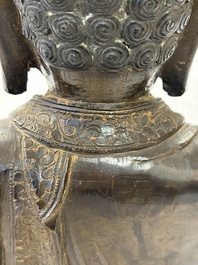 A Chinese bronze figure of Buddha, Ming