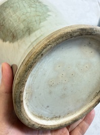 A Chinese celadon crackle-glazed vase and a lavender-blue crackle-glazed vase, 18/19th C.