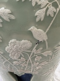 A Chinese slib-decorated celadon-ground garden seat, 19th C.