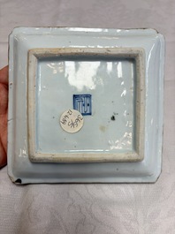A set of five Chinese wucai Ko-Sometsuke square 'Crane' dishes for the Japanese market, with a tomobako, Tianqi