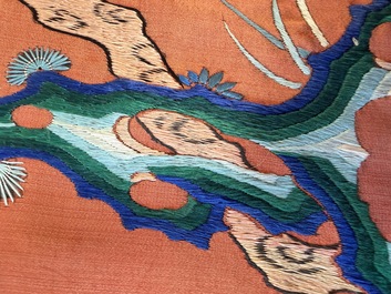 A large and fine Chinese embroidered silk 'Xi Wang Mu and Immortals' panel, 19th C.