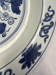 A Chinese blue and white 'Grape' dish, Jiajing