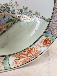 A Chinese famille rose 'Liuhai and the Three-Legged Toad' dish, 19th C.