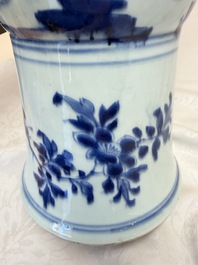 A pair of large Chinese blue and white 'Gu' vases with elegant ladies and playing boys, Kangxi
