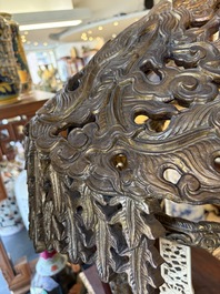 An exceptional Vietnamese gilt-lacquered wood and ivory 'Dragon and Phoenix' throne-shaped altar, 18/19th C.