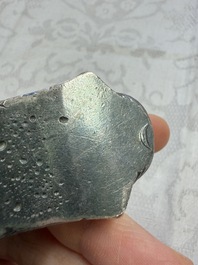 Two Chinese silver "Pai Fang 牌坊" sycee ingots, Yunnan mint, Zhang Tongchang 張同昌 and Chen Yuanchang 陳元昌 marks, 19th C.