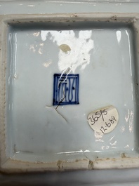 A set of five Chinese wucai Ko-Sometsuke square 'Crane' dishes for the Japanese market, with a tomobako, Tianqi