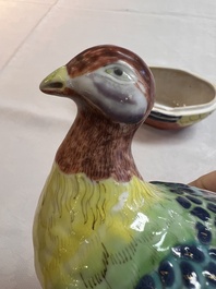 A rare Chinese famille rose hen pheasant tureen and cover, Qianlong