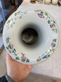A Chinese Canton famille rose vase with narrative design, 19th C.
