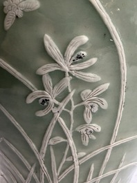 A Chinese slib-decorated celadon-ground garden seat, 19th C.