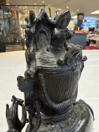 A fine Chinese bronze figure of Bodhisattva holding a ruyi, Ming