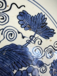 A Chinese blue and white 'Grape' dish, Jiajing