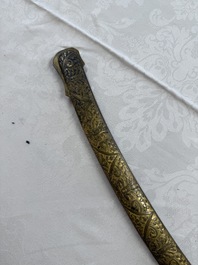 An Austrian gilt court sabre with Nemean lion-head hilt, signed Fischer, 19th C.