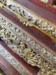 An exceptional Vietnamese gilt-lacquered wood and ivory 'Dragon and Phoenix' throne-shaped altar, 18/19th C.