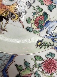 A fine Chinese famille rose 'Roosters' plate, Yongzheng